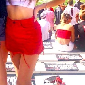 Signature 8 red Jean skirt, pretty short size small